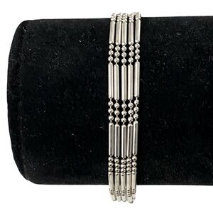 Italy 925 Sterling Silver AGI Beaded Ball Bar Chain 5 Strand Bracelet 8in